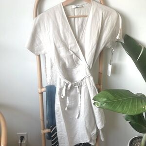 Aritzia White Wrap Mini Dress